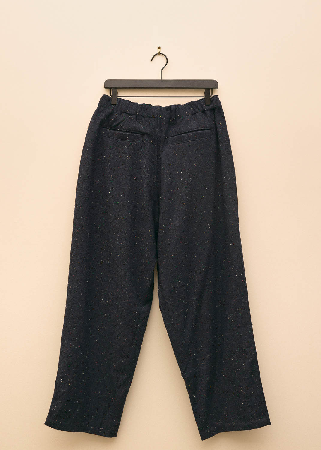Navy Speckled Elastic Waist Baggy Pants