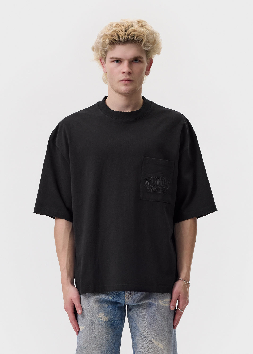 Black Embroidered Pocket T-Shirt