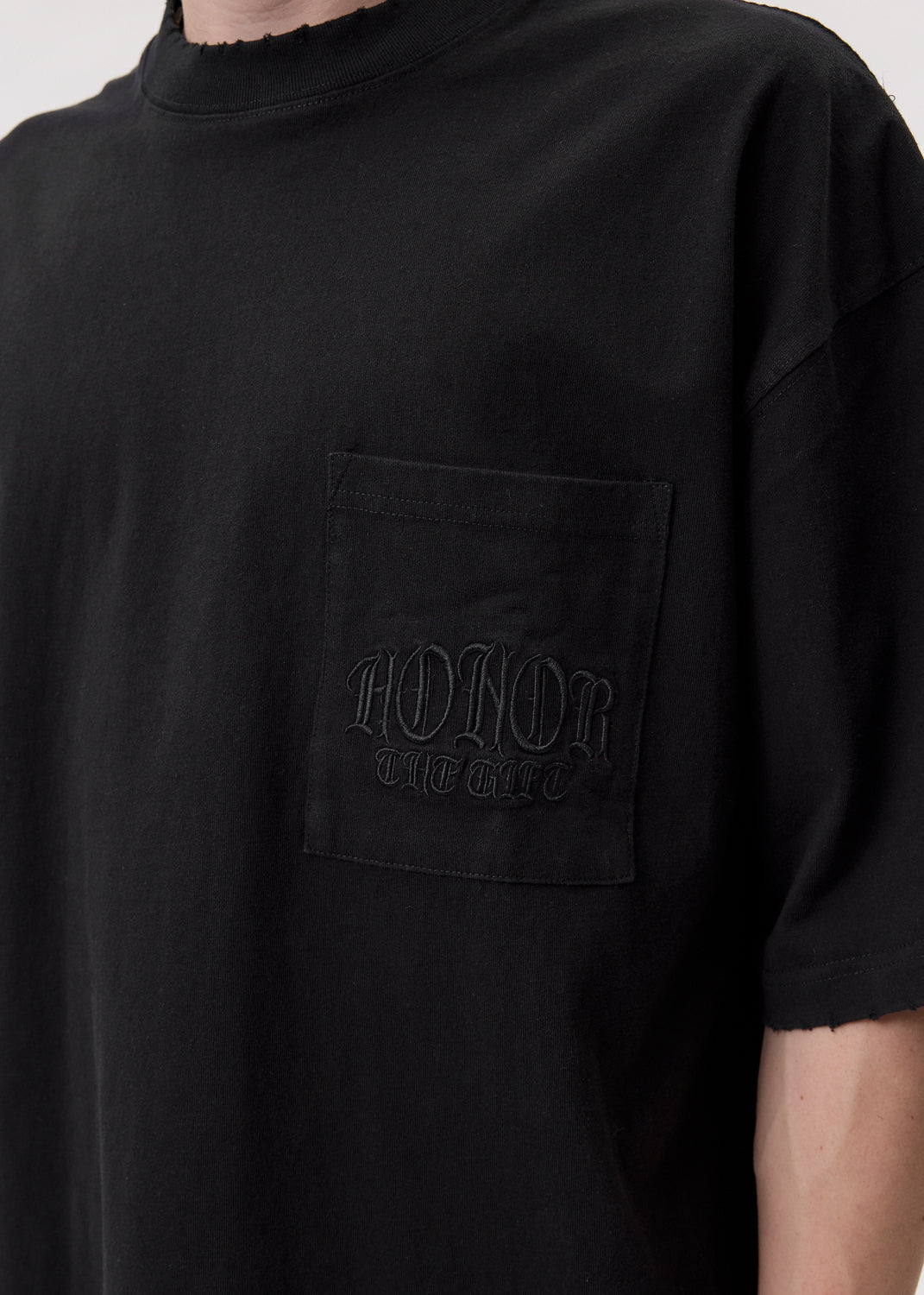 Honor the Gift - Black Embroidered Pocket T-Shirt | 1032 SPACE