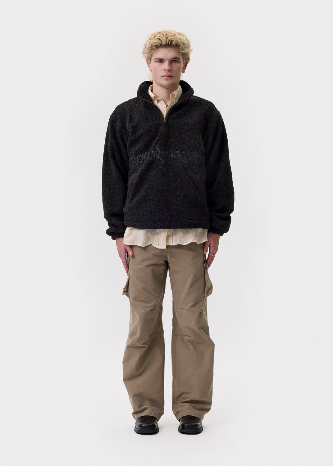 Honor the Gift - Black Script Sherpa Pullover | 1032 SPACE