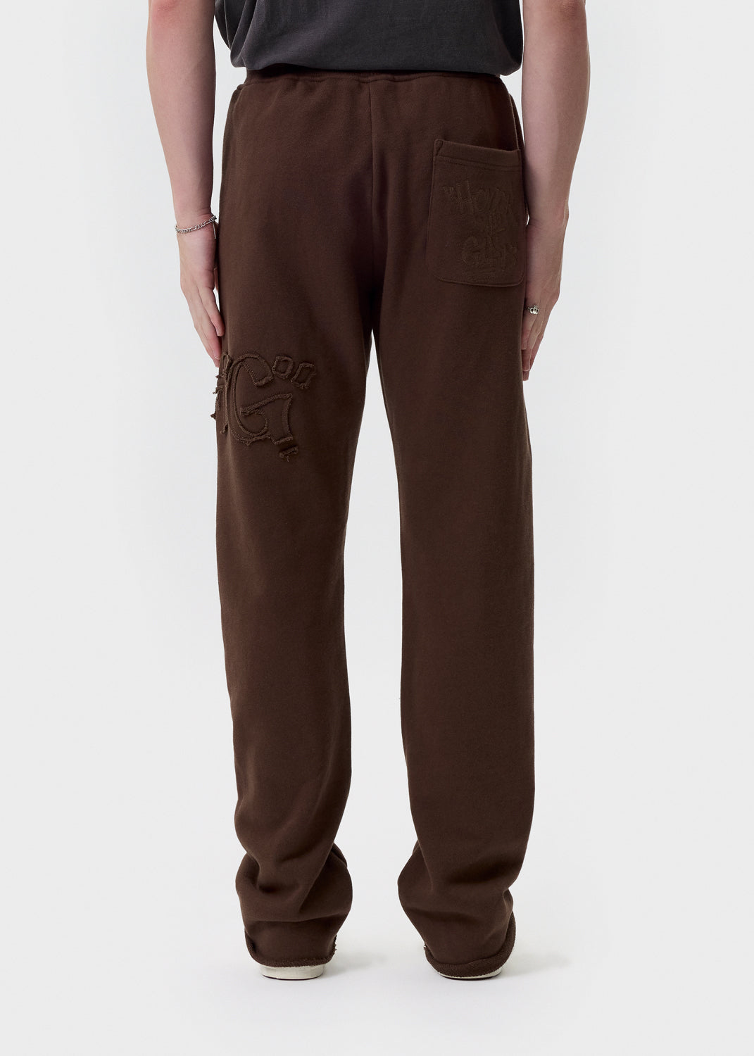Honor the Gift - Brown Script Embroidered Sweatpants | 1032 SPACE