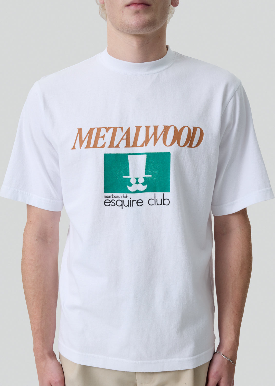 Metalwood Studio - White Esquire Club T-Shirt | 1032 SPACE