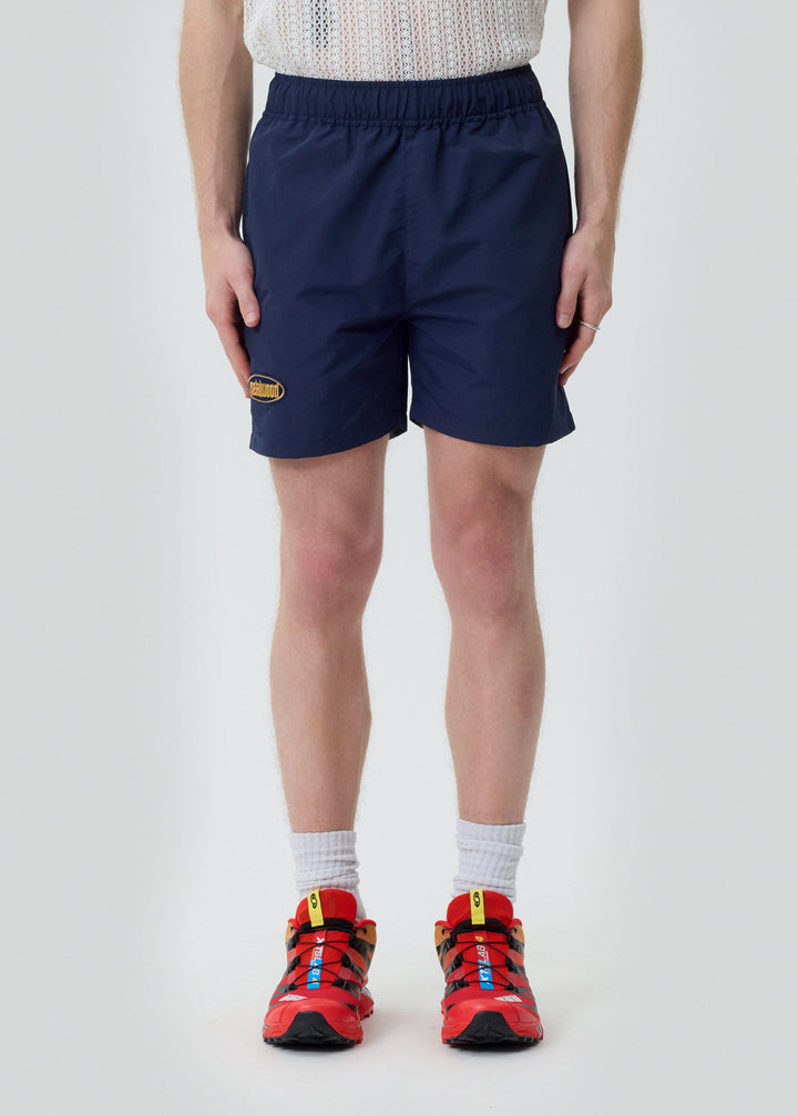 Navy Oval Logo Swim Trunk Shorts