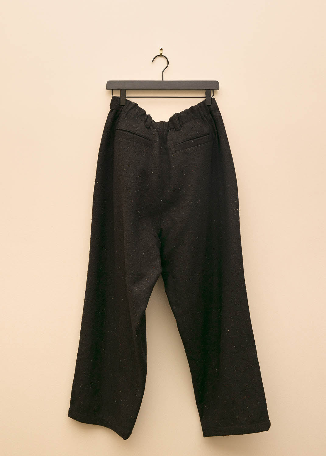 Black Speckled Elastic Waist Baggy Pants