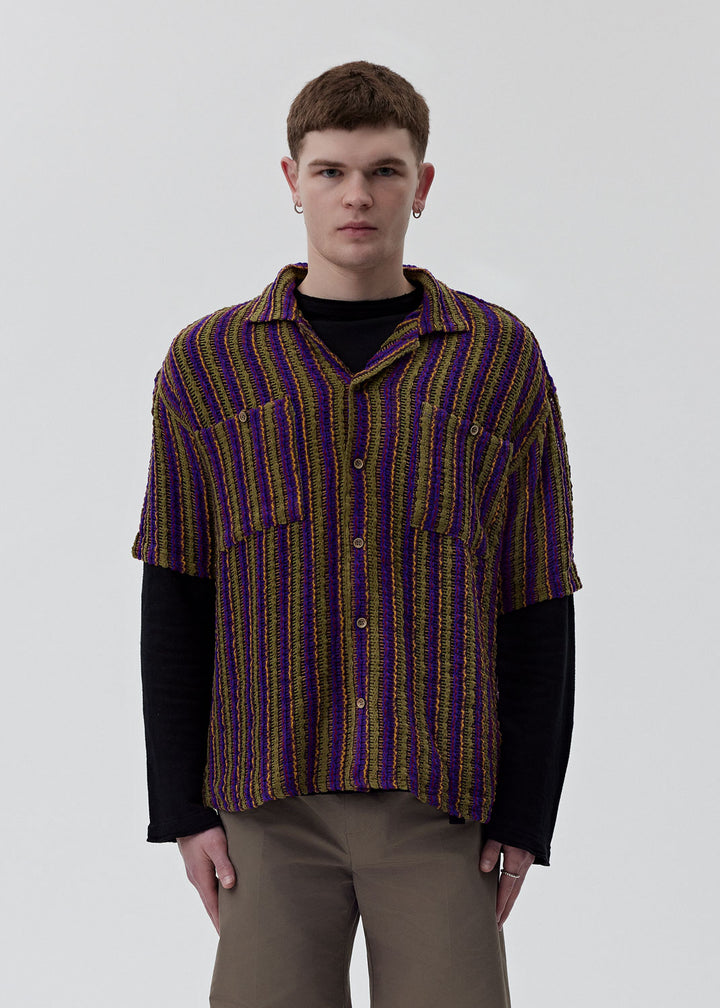 Andersson Bell - Purple Sheer Knit Shirt | 1032 SPACE