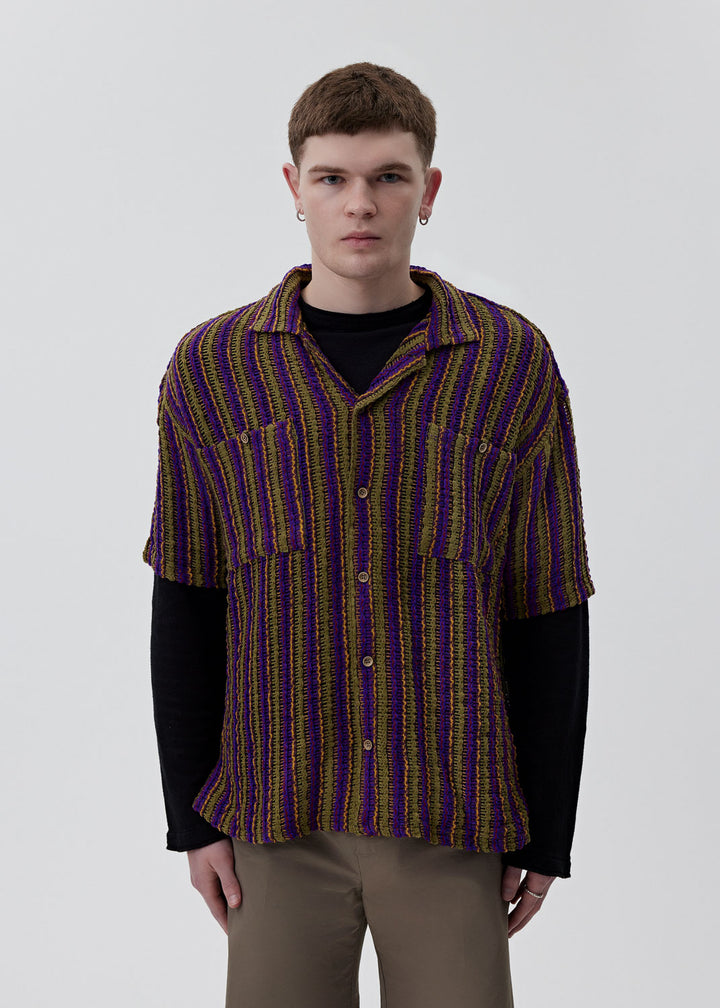 Andersson Bell - Purple Sheer Knit Shirt | 1032 SPACE
