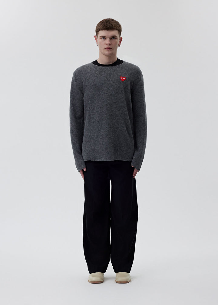 Comme Des Garçons PLAY - Grey Knitted Crewneck Sweater | 1032 SPACE