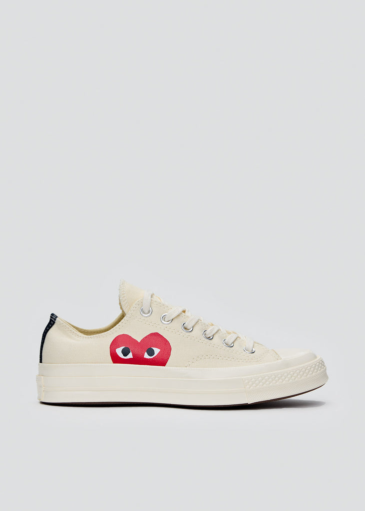 Comme des Garçons PLAY - White CDG Chuck 70 Low Sneakers | 1032 SPACE