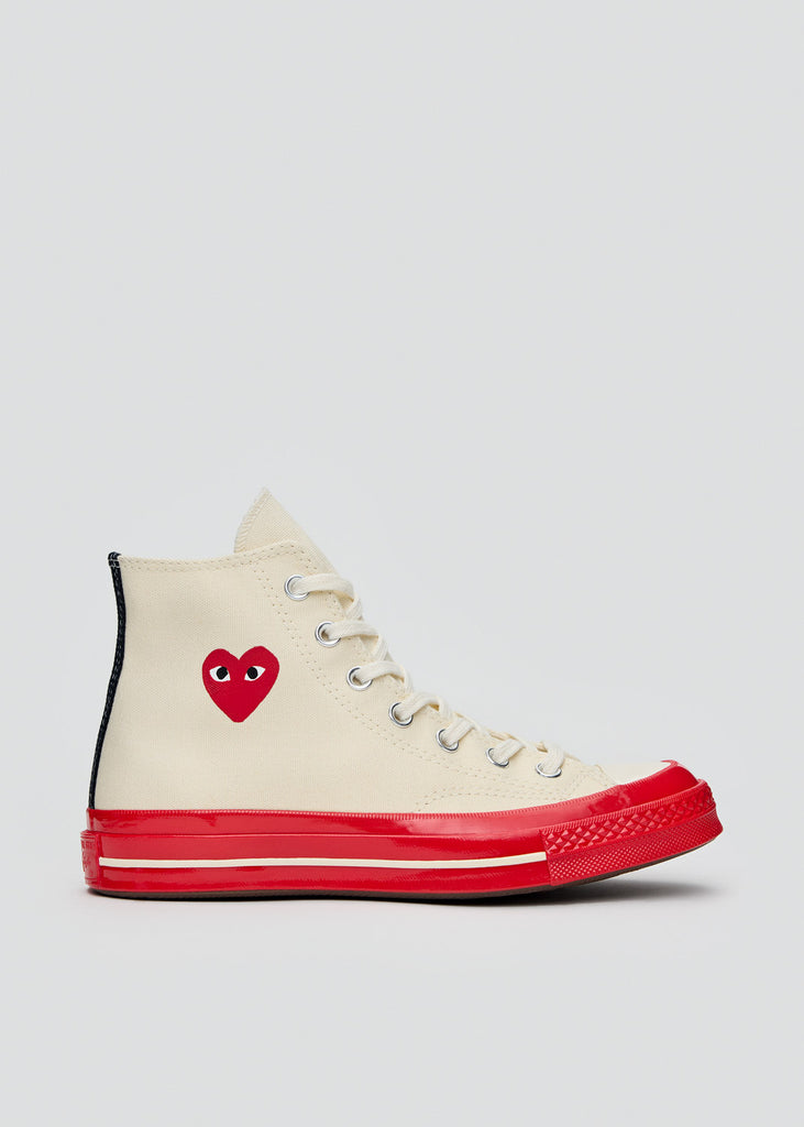 Comme des Garçons PLAY - White CDG Chuck 70 Red Sole High Sneakers | 1032 SPACE