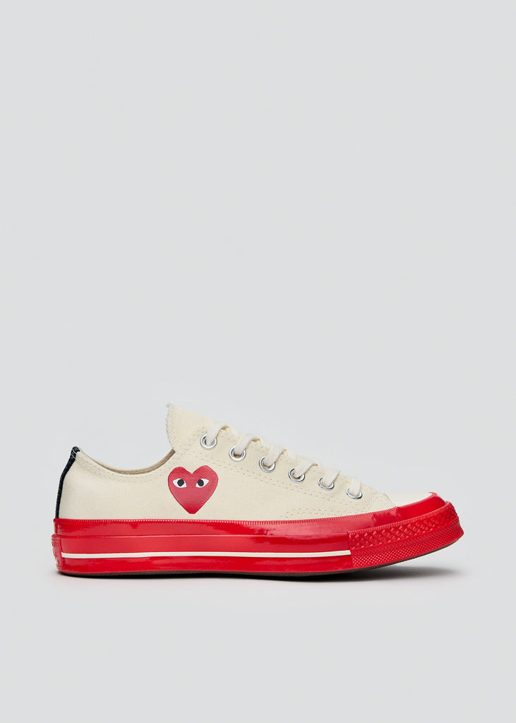 White CDG Chuck 70 Red Sole Low Sneakers