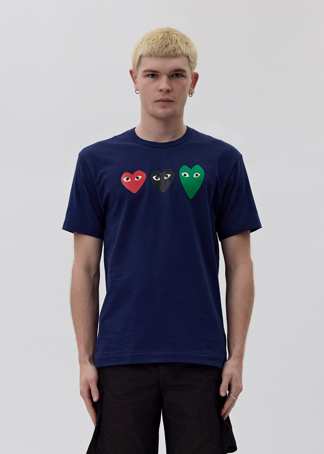 Comme des Garçons - Navy Hearts Trio T-Shirt | 1032 SPACE