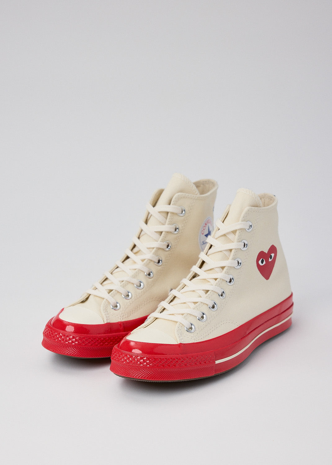 White CDG Chuck 70 Red Sole High Sneakers