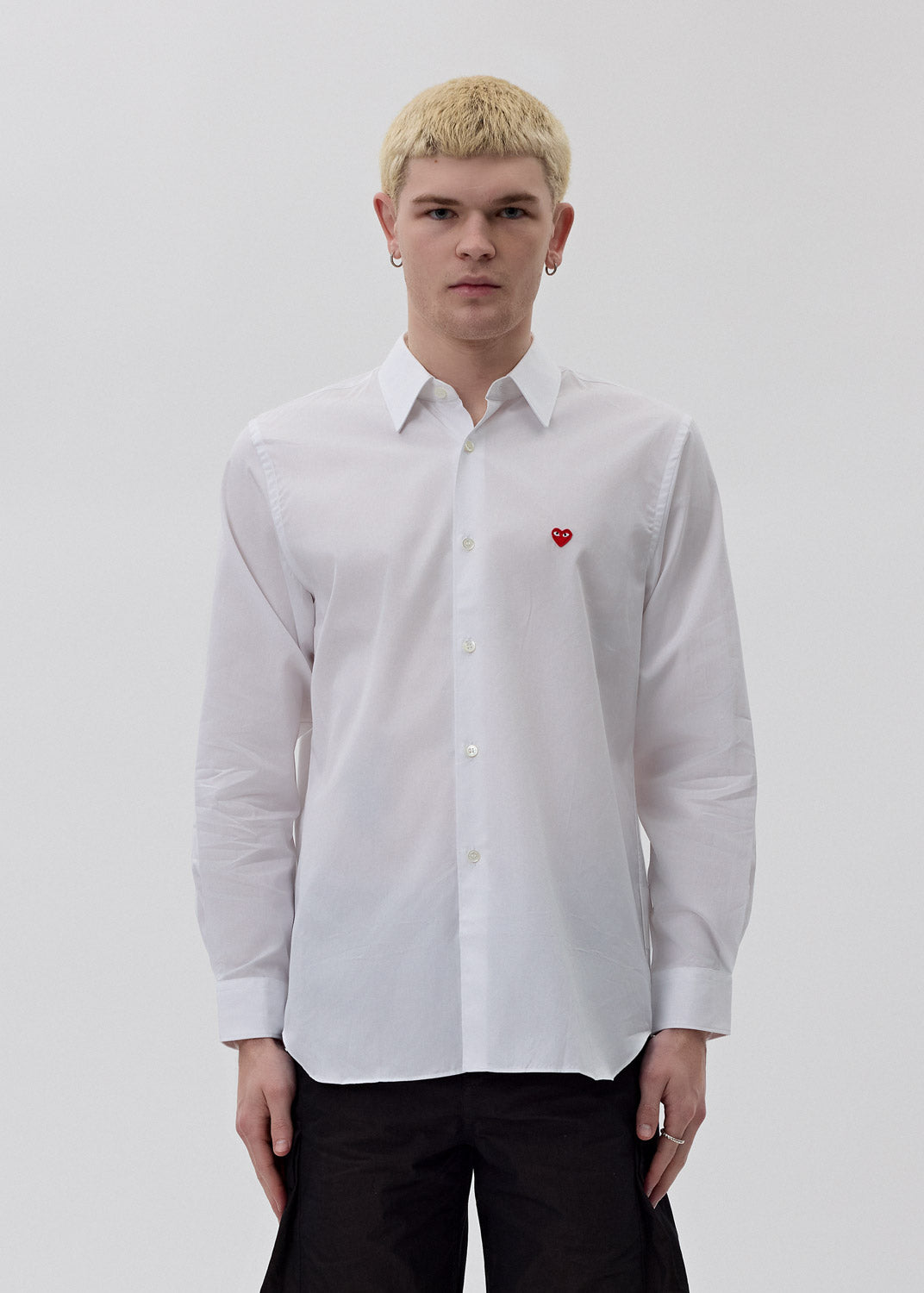 Comme des Garçons - White Red Heart Button Up Shirt | 1032 SPACE
