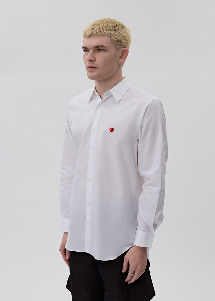 Comme des Garçons - White Red Heart Button Up Shirt | 1032 SPACE