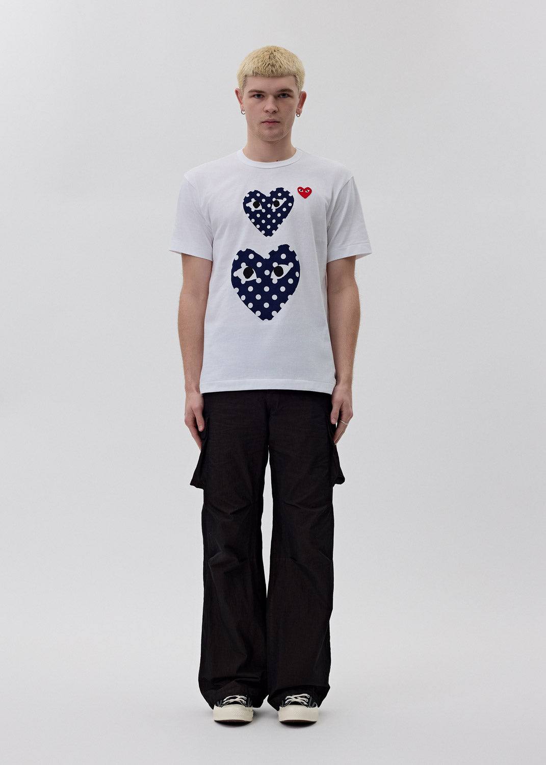 Comme des Garçons - White Double Polka Dot Heart T-Shirt | 1032 SPACE