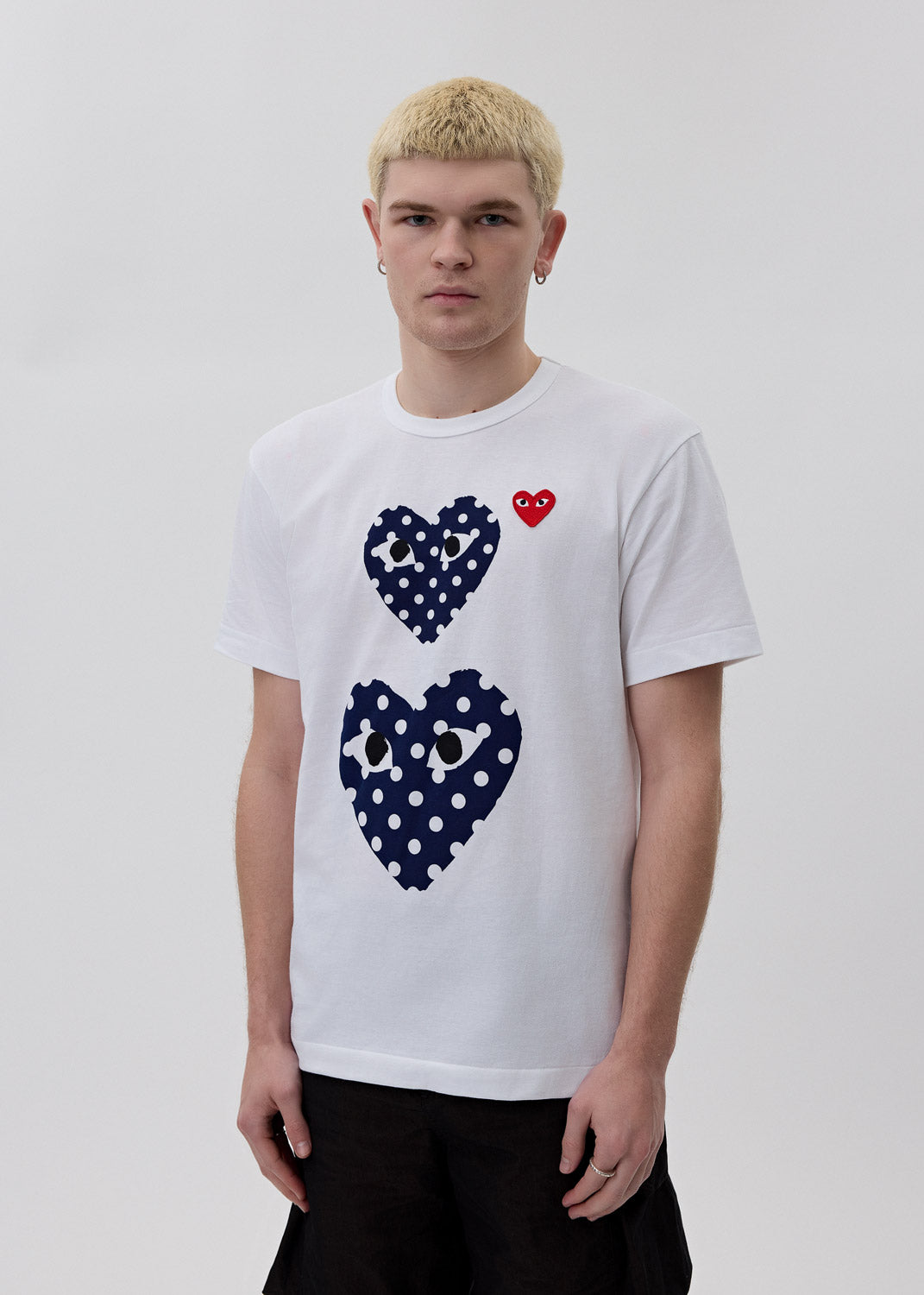 Comme des Garçons - White Double Polka Dot Heart T-Shirt | 1032 SPACE