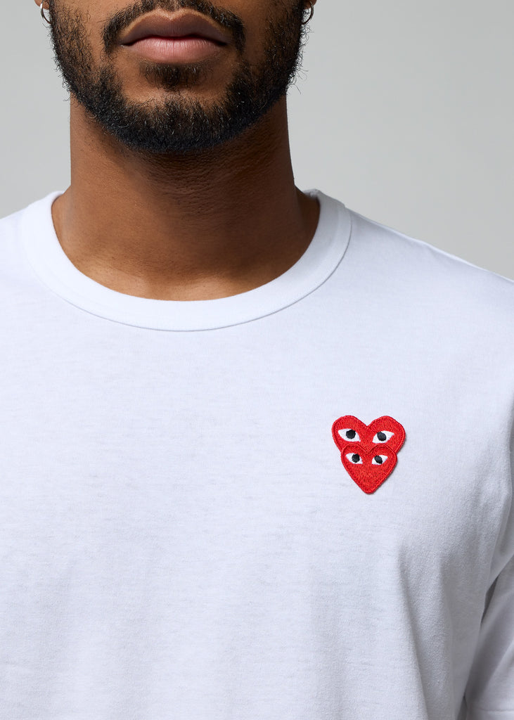 Comme des Garçon PLAY - White Double Heart T-Shirt | 1032 SPACE
