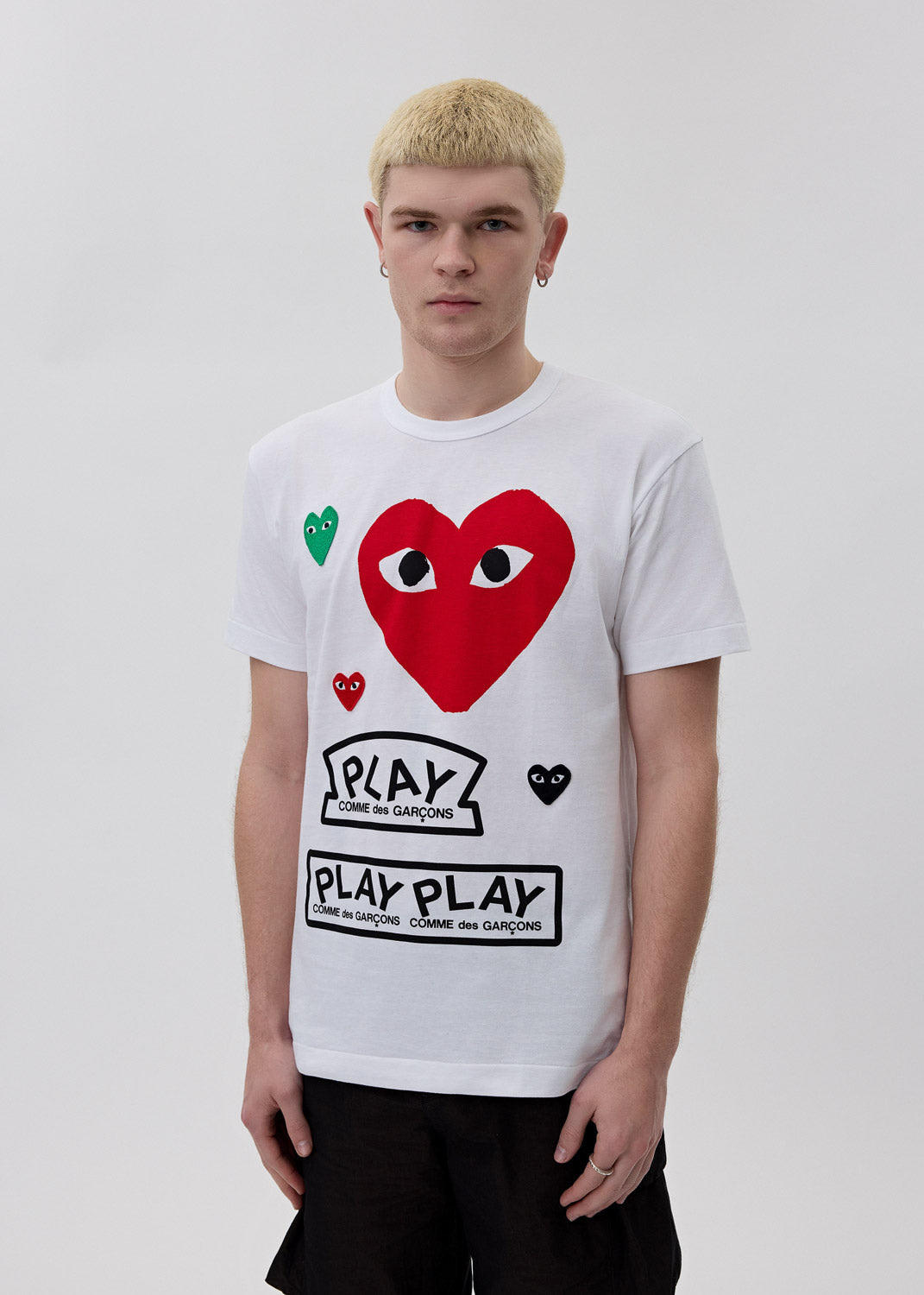 Comme des Garçons - White Heart Multi Logo T-Shirt | 1032 SPACE